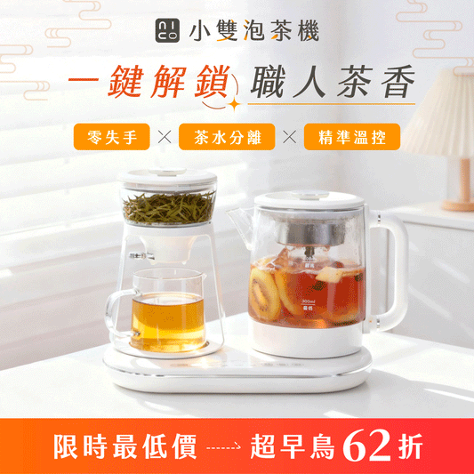 【超早鳥62折】𝗡𝗜𝗖𝗢𝗡𝗜𝗖𝗢 小雙泡茶機｜雙壺蒸泡 × 茶水分離 × 精準溫控，簡單泡出職人級茶香