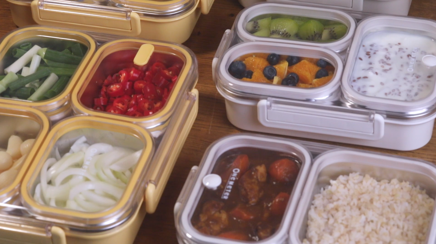 𝗼𝗻𝗲-𝗺𝗲𝘁𝗲𝗿 食分好便當盒｜不鏽鋼可微波 x 全隔斷分格 × 雙重防漏  解決帶飯所有煩惱！